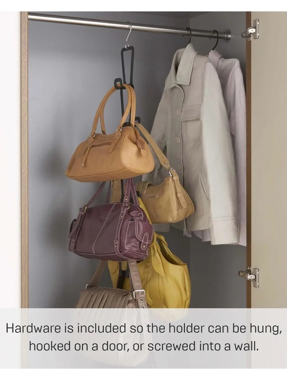 Metal Link Connecting Hooks On Wall/Door/Closet Purse/Hat Storage Organizer